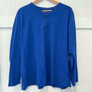 Vibrant Blue Long Sleeve Henley Shirt